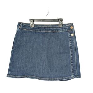 Judy Blue Denim Blue Jean Skirt Skort Shorts XL Double Button Flaps Like New Fun